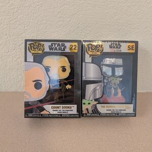 Pop! Star Wars Count Dooku and Mandalorian Pin Set